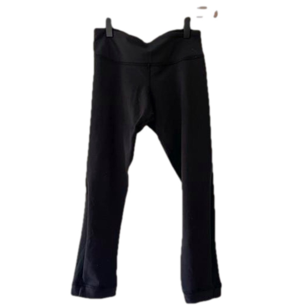 Lululemon‎ Black Cropped Leggings Size 4 Partially Mesh